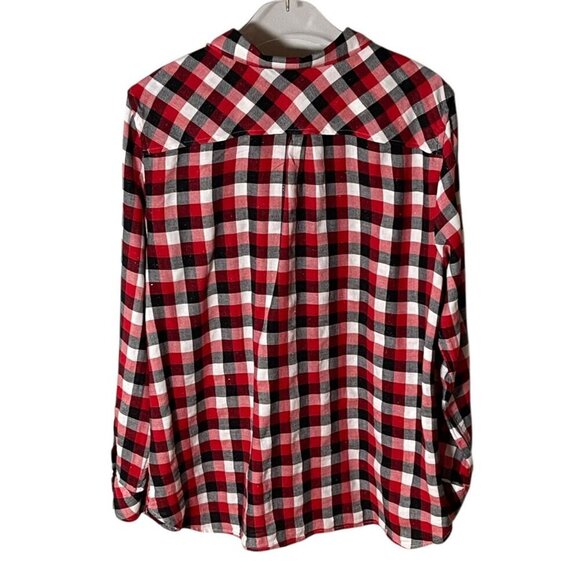TALBOTS BUFFALO PLAID METALLIC FLANNEL SHIRT – SIZE XL - Picture 3 of 7